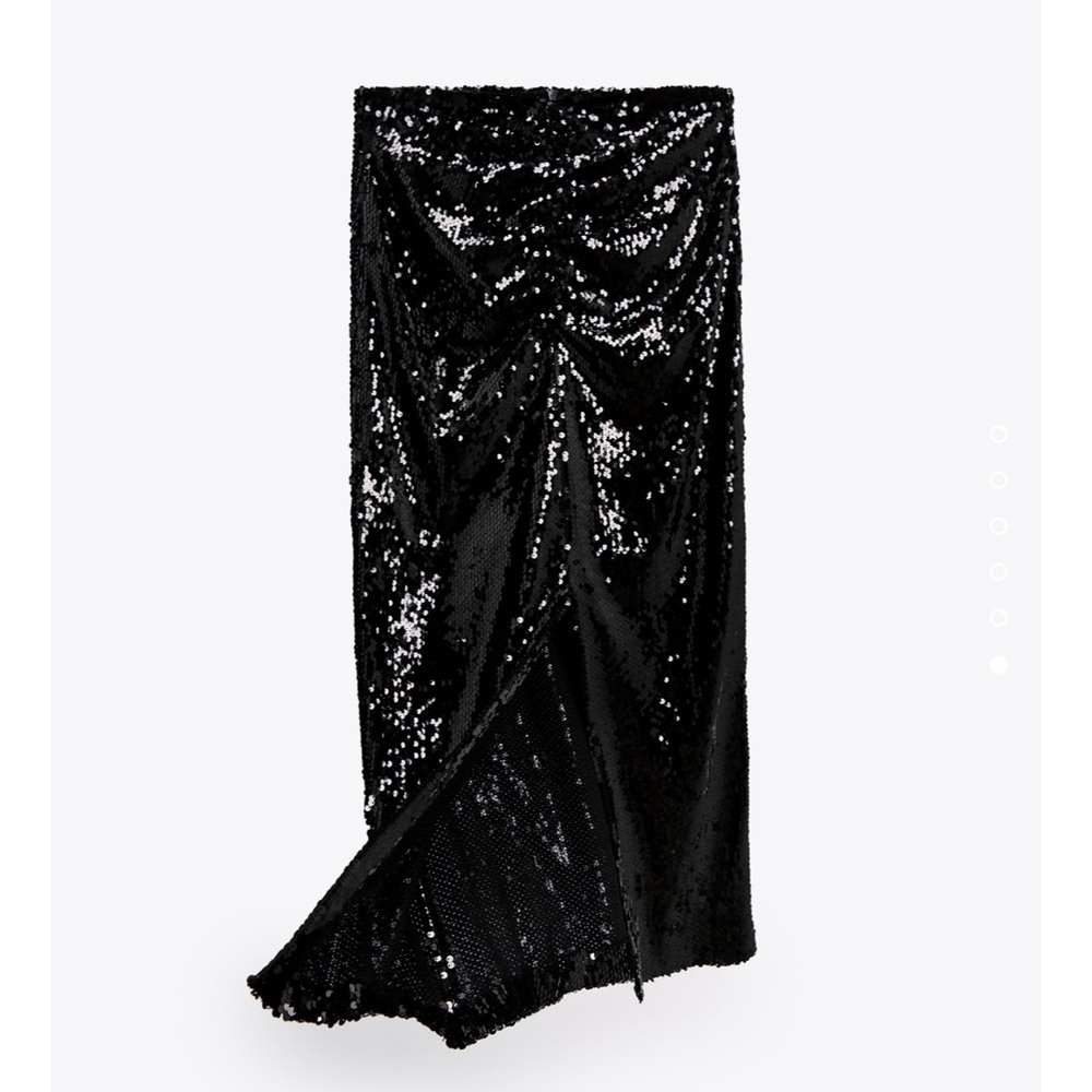 ZARA Ruched Sequin Skirt - Picture 10 of 12